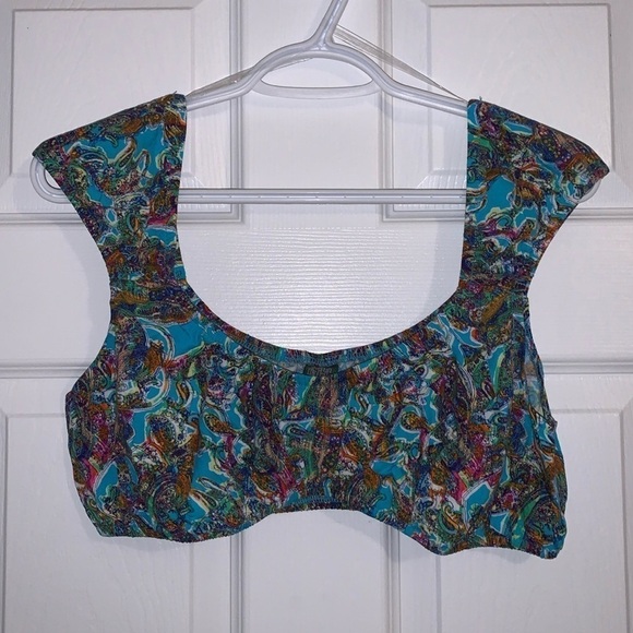 wild fable Tops - Wilde Fable Halter Crop Top Blue Paisley Womens Size Small Whimsical Boho Pretty